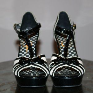 Jessica Simpson Black & White T-Strap Tuxedo Stilettos